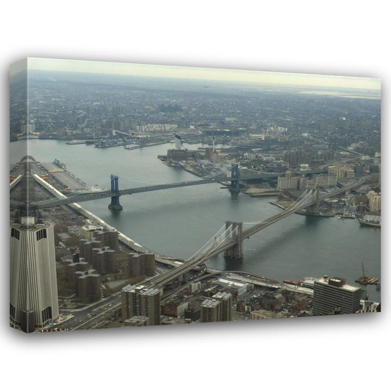 Vue aérienne du pont de Brooklyn à New York, H 19 po x l 24 po