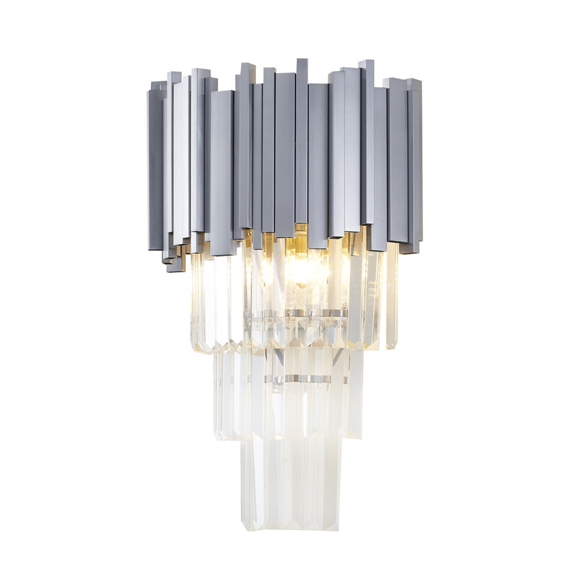 Auxentius 3 Light Gold Wall Sconce With Crystal Accents, Nickel