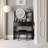 Round LED Mirror Vanity Table with Cushioned Stool, 2 AC+2 USB Sockets, Big Mirror, Touch Switch, 3 Light Colors, Adjustable Brightness-644873874