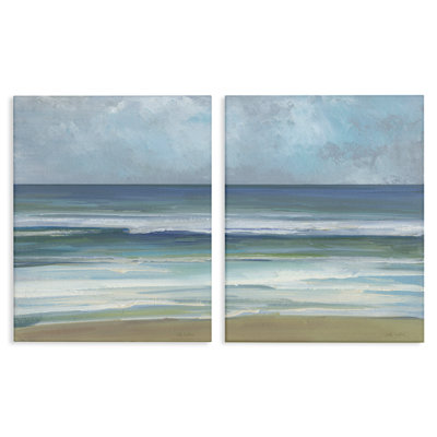 Ensemble d'art mural sur toile 2 pièces Summer Shore Coastline, design par Sally Swatland