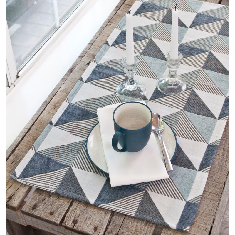 Julliet Blue & Gray Chenille Table Runner (16"x34")