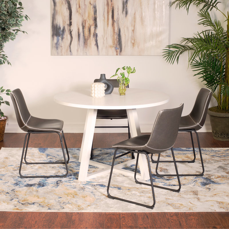 Ensemble de salle à manger 5 pièces, table à manger à tréteaux et 4 chaises élégantes, Noir, noir, noir, noir