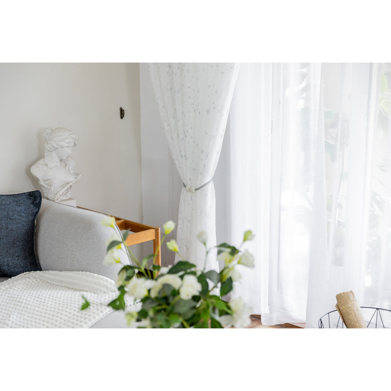 Panneau de rideau simple diaphane avec œillets Gingham, bleu, l 80 po x L 84 po
