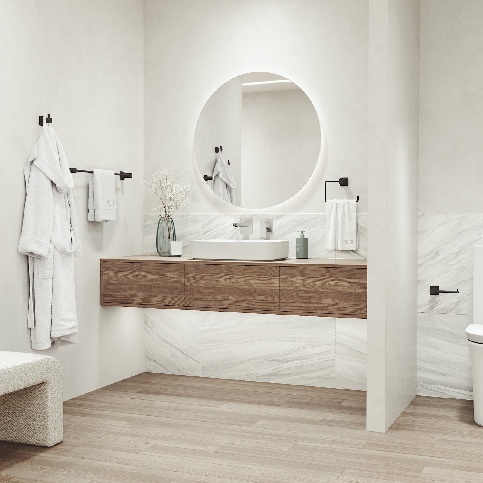 Meridian 4-Piece Bathroom Hardware Set, Matte Black