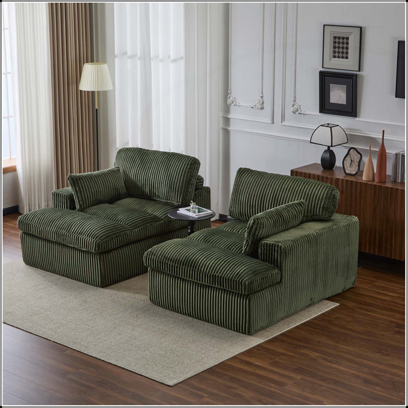 Divan-lit rembourré Boneless, canapé-lit pour le salon, 21.65" H x 57.09" W x 47.24" D, Vert
