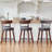 Modern Bar Stools Set of 3, 26" Thick Upholstered Barstools with Curved Frabic Backrest&Solid Wood Legs&Matte Metal Frame, Counter Height Bar Stools for Kicthen Island, Grey-331791079-331791074
