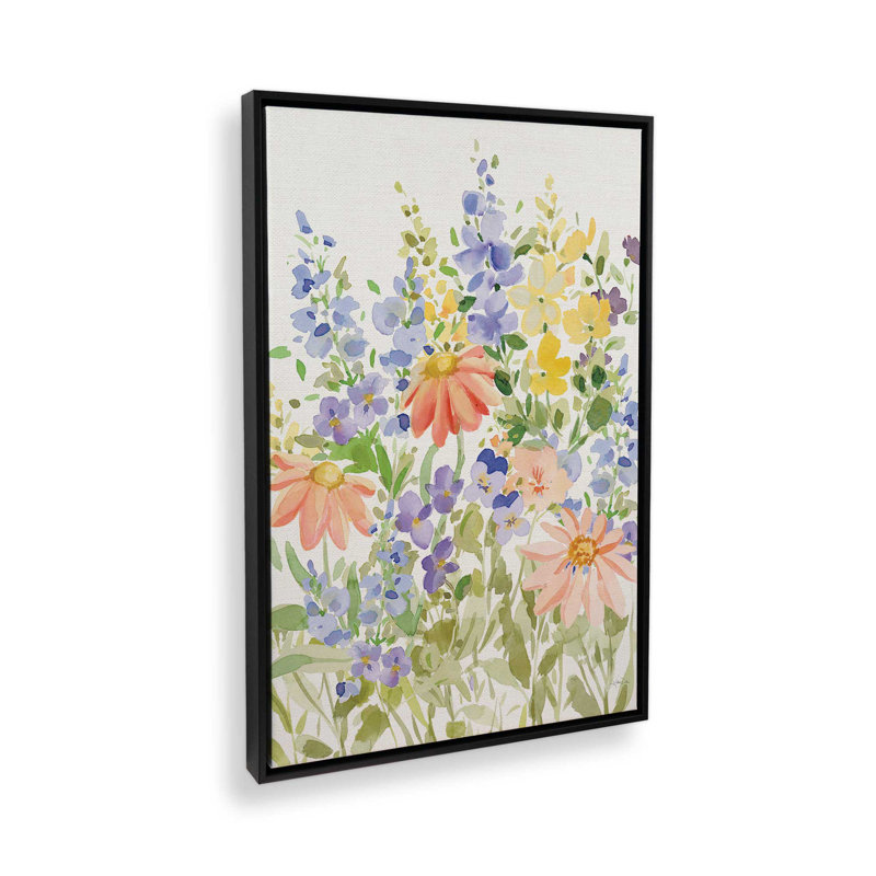 «Spring Celebration VII» par Katrina Pete, reproduction d'art, H 24 po x l 18 po, Cadre flottant, Noir