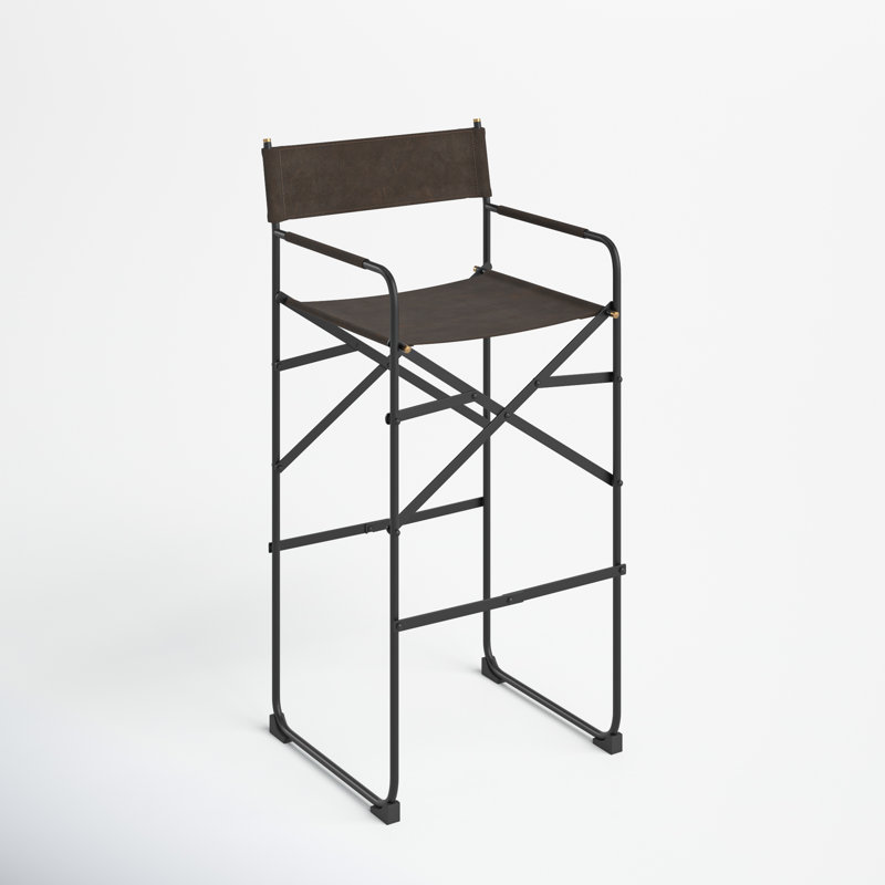 Direttore Dark Brown Leather and Metal Bar Stool
