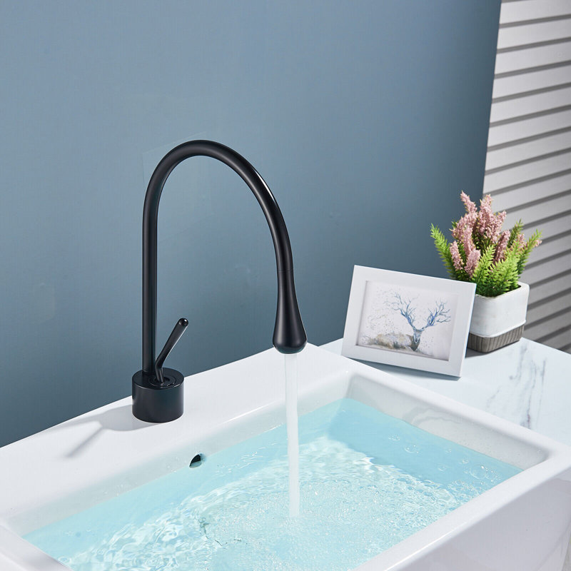 Robinet pour salle de bain à poignée simple avec drain
