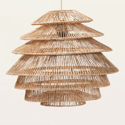 Kylie Handwoven Jute Pendant Lampshade – Coastal boho light shade featuring a multi-tiered design