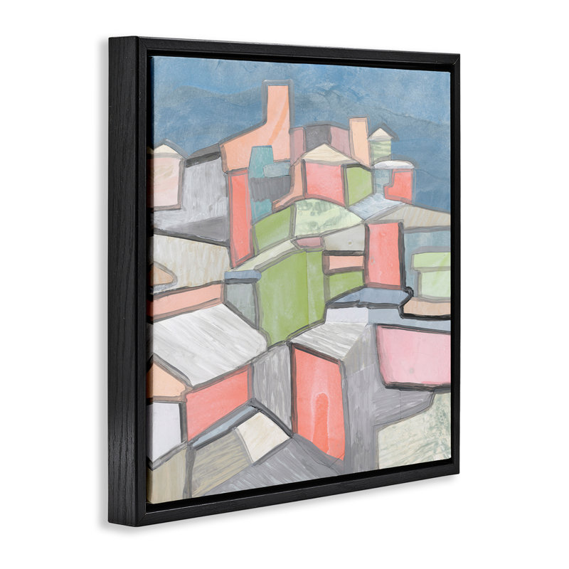 Art contemporain encadré flottant par Coco Good, Cadre flottant noir de jais, H 25 po x l 25 po