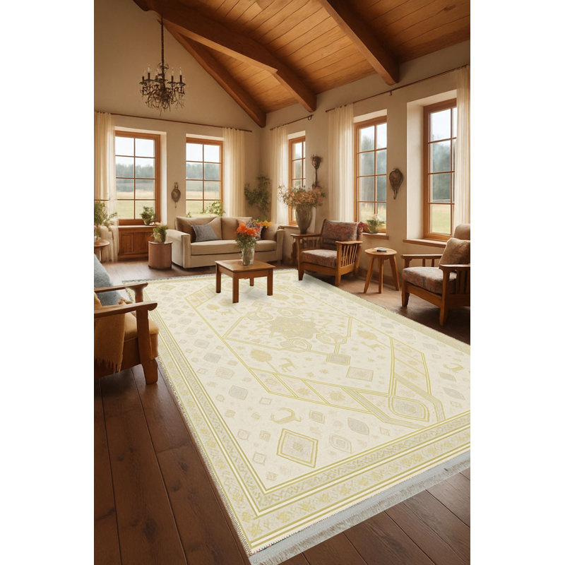 Tapis beige tissé traditionnel Mosso, 2' x 2'11"