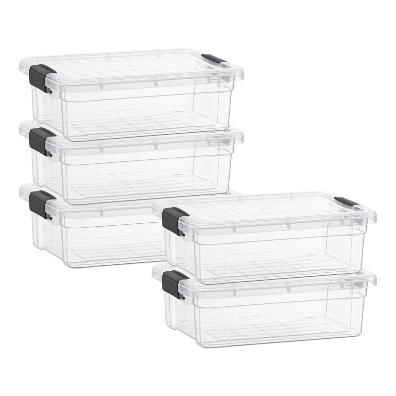 Superio 2.3 Qt. Clear Mini Storage Bins with Lids, 5 Pack- Plastic Storage Boxes for Home, 2.3 qt