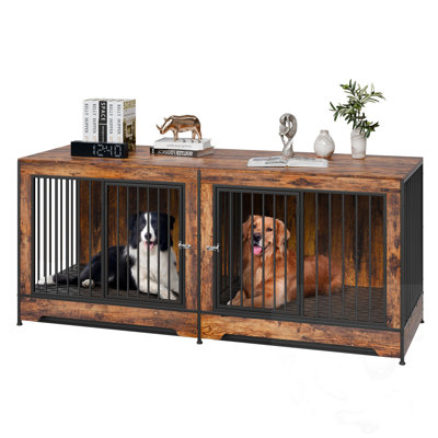 Cage d'intérieur pour chien avec cloison et plateau