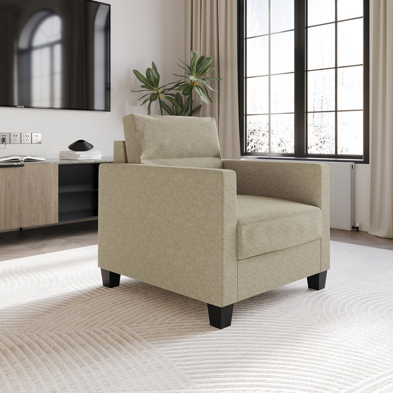 Macy Upholstered Armchair, Dark Beige 100% Linen