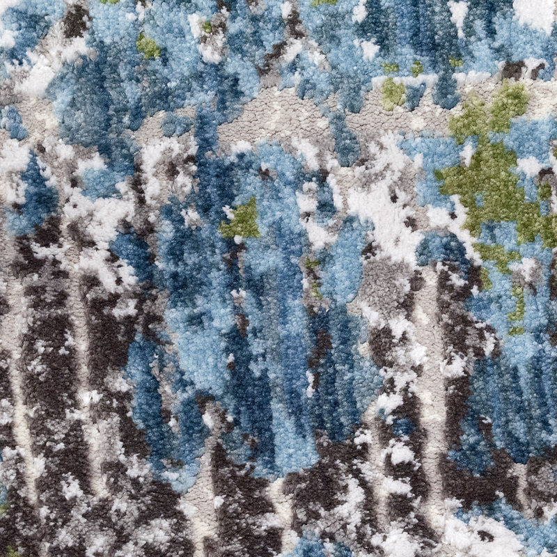 Tapis bleu / gris Lawnton, Rectangle 5 pi 3 po x 7 pi 7 po