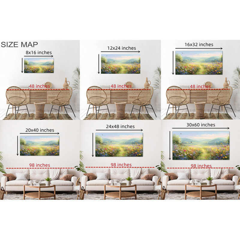  Art mural sur toile Floral, H 12 po x l 24 po