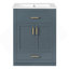 Meuble-lavabo bleu 24 po avec lavabo intégré en céramique, 2 portes et tiroir coulissant pour les petites et moyennes salles de bain-1837596244