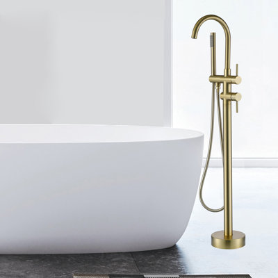 2 Handle Floor Clawfoot Tub Faucet with Diverter