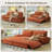 73.5" Convertible Sleeper Sofa Loveseat Chaise 3 In 1 Corduroy Pull Out Couch Bed With Pillows-589627829