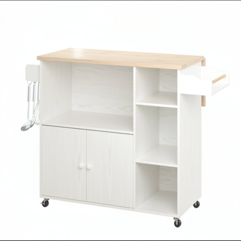 Rolling Kitchen Island Cart With Drop-leaf, Storage Solution with Wine Rack, Storage Cart for Kitchen, vintage Brown, White
