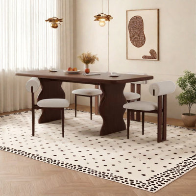 Retro French-Style Walnut Wood Dining Table