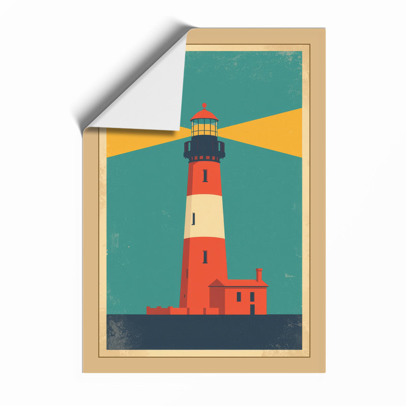 Geometric Lighthouse Art Deco - Framed Print, A4 - 29.7 x 21.0 cm, Unframed