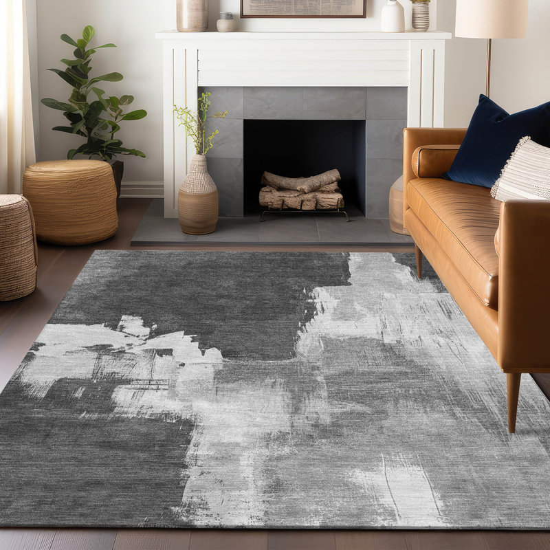 Tapis intérieur / extérieur gris Tethira , 9 pi x 12 pi