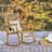 Ned Farmhouse Chevron Solid Acacia Wood Outdoor Rocking Chair, All-Weather Teak Finish Porch Rocker for Patio, Deck, and Garden-718182349