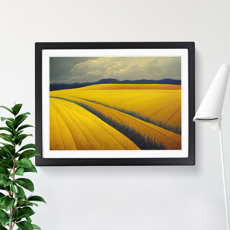 Tremendous Wheat Field - Single Picture Frame Painting, Black, 46cm H x 64cm W x 2cm D