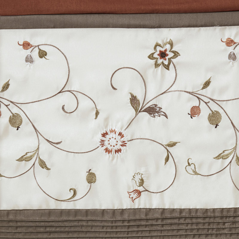 Spice Embroidered Ground Length Blackout Curtain Panel