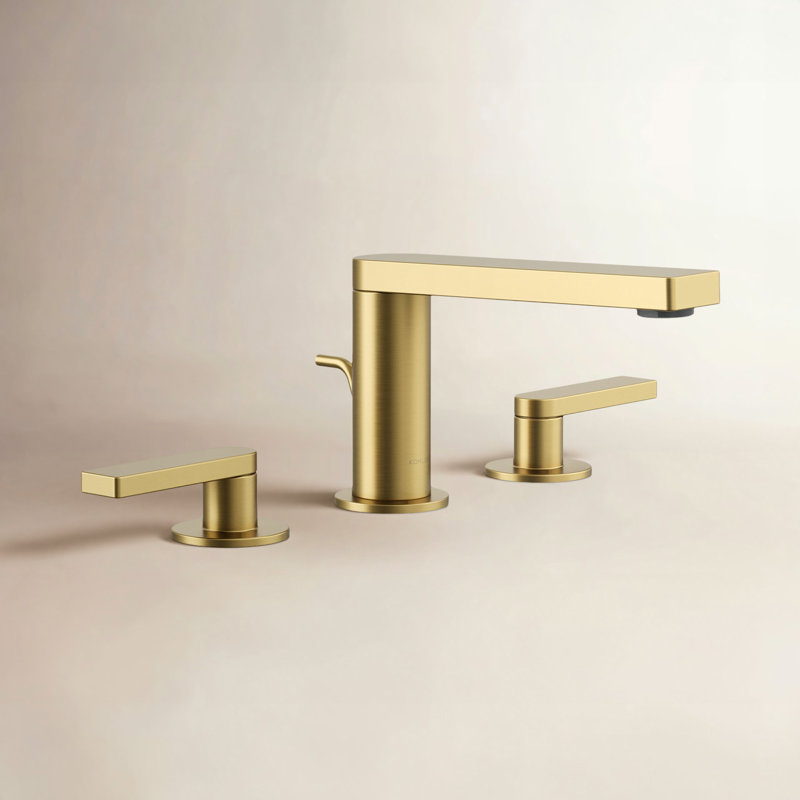 Composed Widespread Bathroom Faucet with Drain Assembly, Brushed Brass