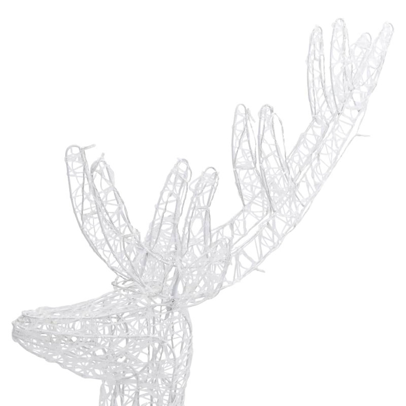 Décoration de Noël renne avec lumières de Noël pré-éclairées en acrylique, H 47,2 po x l 27,6 po x P 16,1 po, Blanc froid, 3