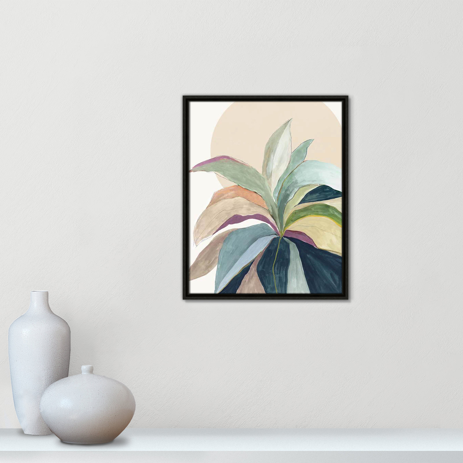 Byer "Sunny Bright Leaves II" Print by Asia Jensen, No Mat, Espresso Floater Framed, 21.5" H x 17.5" W x 2" D