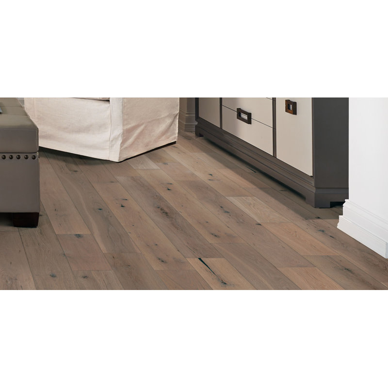 Plancher de bois franc d'ingénierie morceau de chêne argenté de 3/8 po d'épaisseur x 6,5 po de largeur x pièce