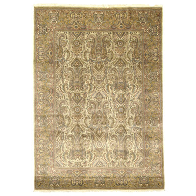 High-Quality Hand-Knotted Cream And Gold Area Rug