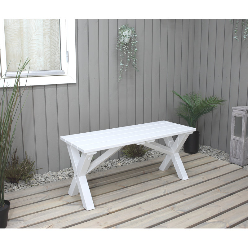 Gaynelle Solid Wood Pine Outdoor Bench, White