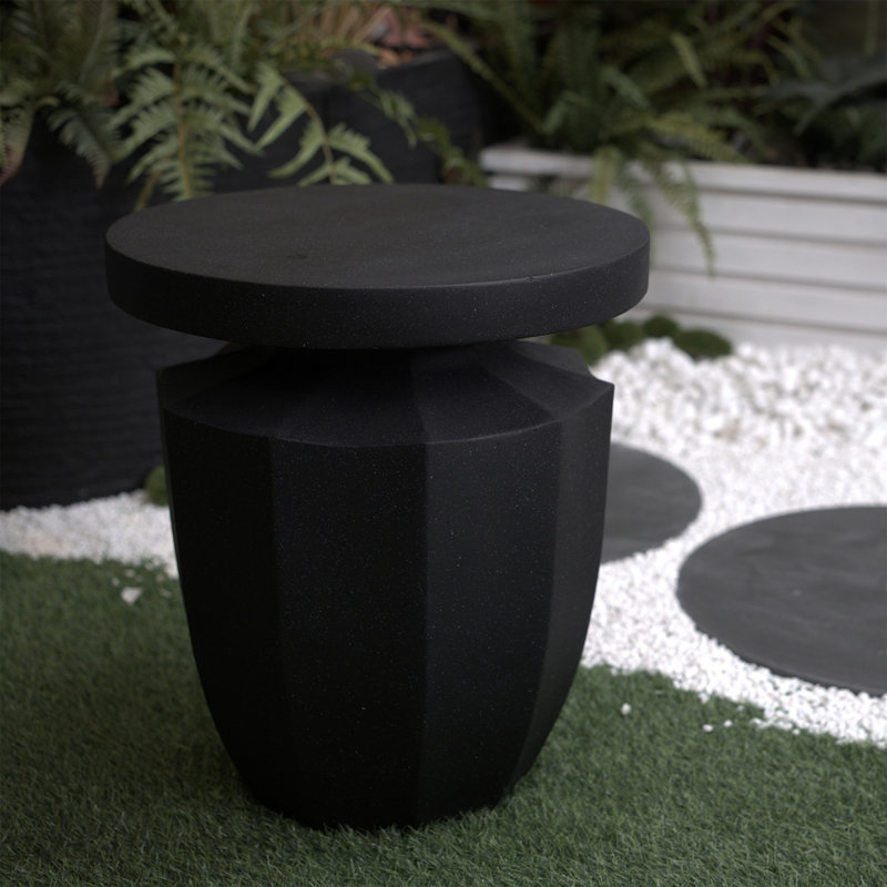 Table de bout décorative de jardin, H 20,3 po, moderne, robuste, robuste, en faux terrazzo, table d'appoint, table d'appoint, pour l'intérieur et l'extérieur