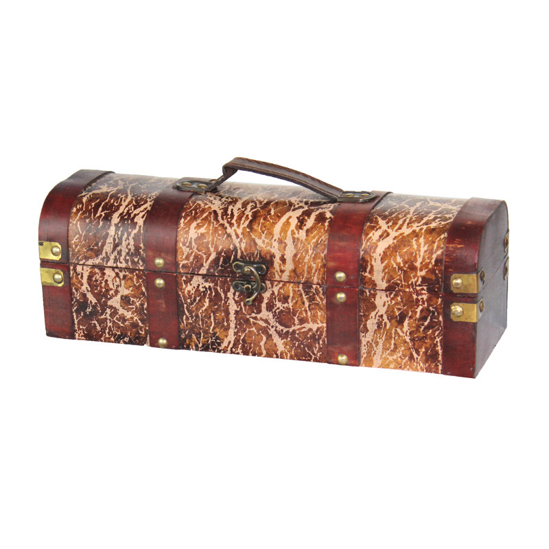 Distressed Wood  Box Wine Bottle 