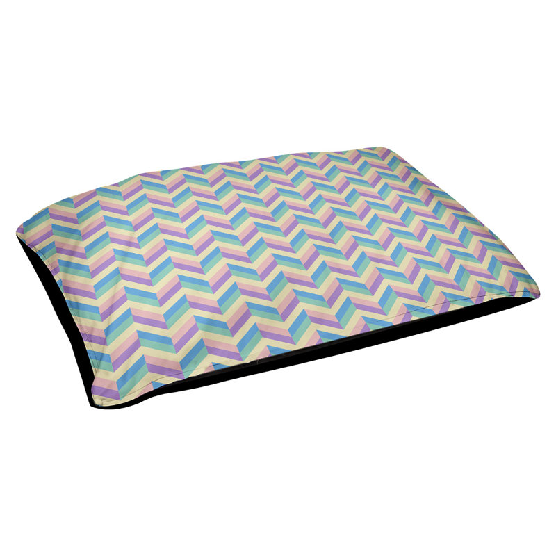 Coussin pour chien chevron Byrge, Moyen (L 29,5 po x P19,5 po x H 9,5 po), Beige / vert / mauve