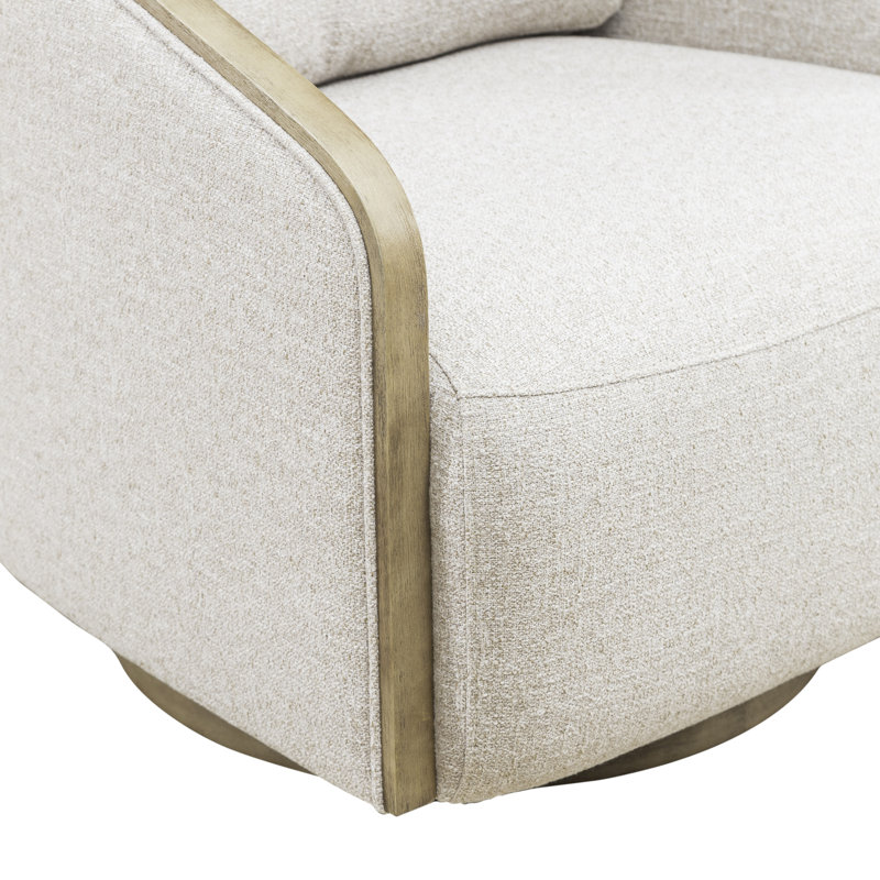 Abere Upholstered Swivel Accent Chair, Brown, Cream/Brown Polyester