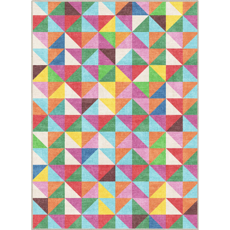 Tapis lavable multicolore à carreaux Well Woven, Rectangle 5 pi 3 po x 7 pi 3 po
