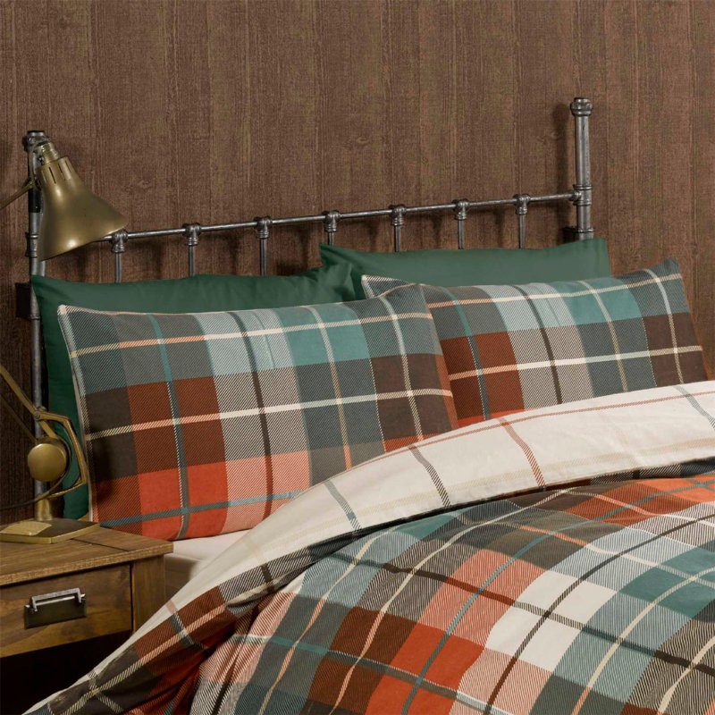 Check Argyle Duvet Cover with Pillowcases, Super King + 2 Standard Pillowcases, Terracotta