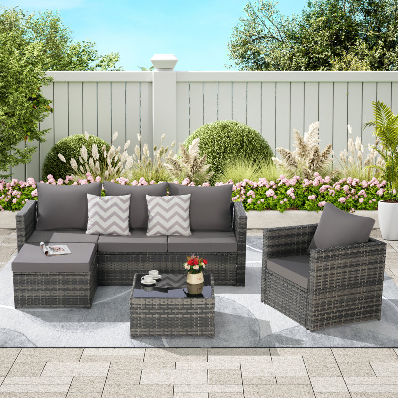 Ensemble de mobilier d'extérieur tissé pour relaxer et socialiser, Gris foncé