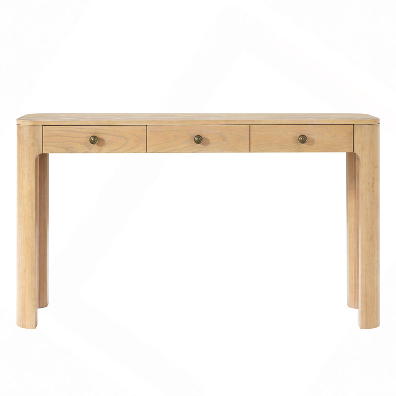Console rustique avec coins arrondis pour la sécurité, table d'entrée avec 3 tiroirs dissimulés, table de canapé robuste avec des pieds épais pour le couloir et le salon