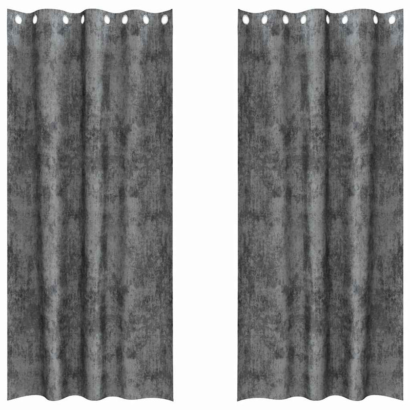 Alithia Velvet Room Darkening Curtain, 140cm Width x 225cm Drop, Grey