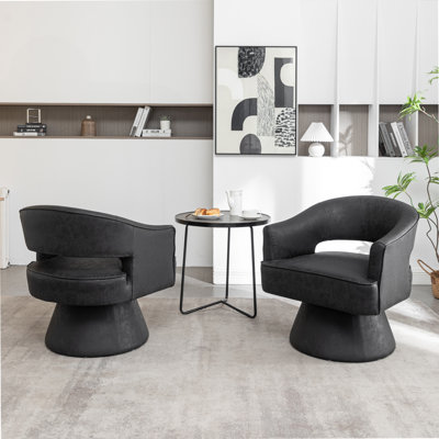 Kiersten Faux Leather Swivel Barrel Chair