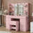 Vanity Desk with Power Outlet, Makeup Vanity with Mirror and 10 LED Lights, 9 Drawers Makeup Table with 4 Shelves, Fold-Up Panel, Vanity Set 3 Lighting Modes Brightness Adjustable-986531936
