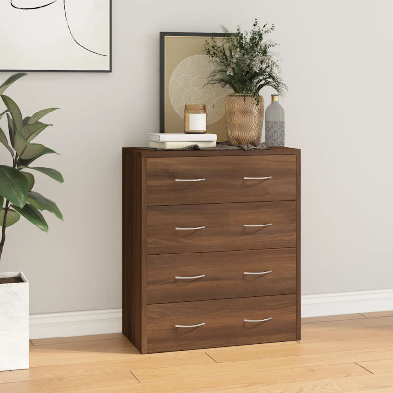 Vanwinkle 60 cm W Chest of 4 Drawers, Brown Oak