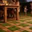 Carreaux de terrasse en gazon artificiel et en bois d'acacia (paquet de 30, 12 po x 12 po) - Planchers hybrides intérieur / extérieur pour patio, balcon et pelouse - Installation facile par encliquetage, sans outils, toutes saisons et animaux de compagnie